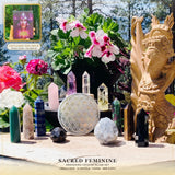 🌙 Sacred Feminine Awakening Oracle Deck & 13 Crystal altaris Set
