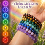 7-delt Mala Bead Armbånd Chakra Sæt (et armbånd til hvert Chakra)