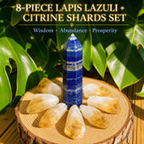 8-stykki Lapis Lazuli + Sitrine Shards Sett
