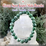Mala Green Spot Jasper armband með flauelspoki