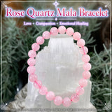Βραχιόλι Mala Rose Quartz Με Βελούδινο Πουγκί