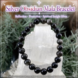Mala Silver Obsidian Armband med sammetspåse