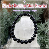 Mala Black Obsidian armband með flauelspoki
