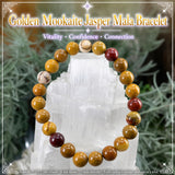 Βραχιόλι Mala Golden Mookaite Jasper με βελούδινο πουγκί