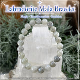 Mala Labradorite armband með flauelspoka