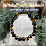 Mala Multicolor Tiger's Eye armband með flauelspoki