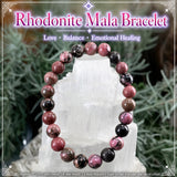 Mala Rhodonite armband með flauelspoka
