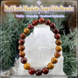 Mala Red Earth Mookaite Jaspis armband med sammetspåse