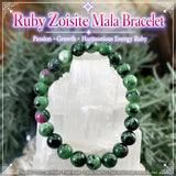 Mala Ruby Zoisite armband met fluwelen zakje