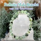 Mala Prehnite armband med sammetspåse