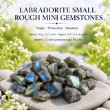 Litlir grófir labradorítsteinar (50 grömm / 1,7 oz lota)