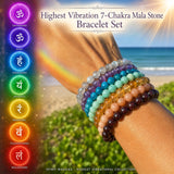 7-stykki Mala Bead Armband Chakra Set (armband fyrir hvert Chakra)