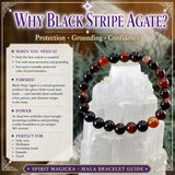 Mala Black Stripe Agate armband með flauelspoki