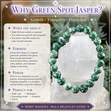 Mala Green Spot Jasper armband með flauelspoki