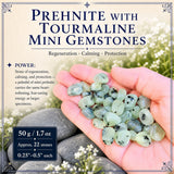 Prehnite Með Tourmaline Mini gimsteinum (50 grömm / 1.7oz. Lot)