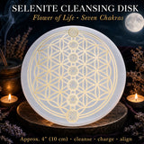 Selenitt Flower Of Life Chakra Alignment Cleansing Disk