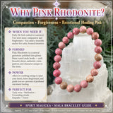 Bracelet Mala en Rhodonite rose avec pochette en velours