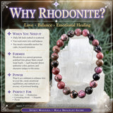 Mala Rhodonite armband með flauelspoka