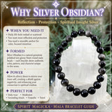 Mala Silver Obsidian Armband med sammetspåse