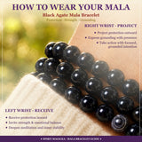 Mala Black Agate Bracelet With Velvet Pouch