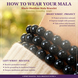 Mala Black Obsidian armband með flauelspoki