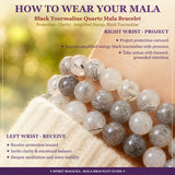 Mala Black Tourmaline Quartz armband með flauelspoka