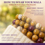 Βραχιόλι Mala Golden Mookaite Jasper με βελούδινο πουγκί