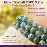 Mala Green Spot Jasper armband með flauelspoki