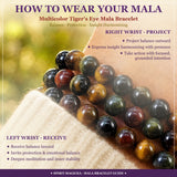 Mala Multicolor Tiger's Eye armband með flauelspoki