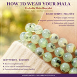 Mala Prehnite armband med sammetspåse