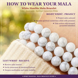 Mala White Howlite armband með flauelspoka