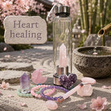 Rose Quartz Crystal Water Bottle Self-Love Gift Set