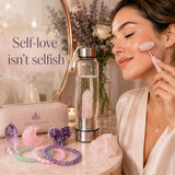 Rose Quartz Crystal Water Bottle Self-Love Gift Set