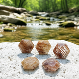 Rutilated Copper Banded Quartz Sacred Geometry Faceted Crystal