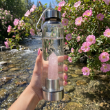 Rose Quartz Crystal Water Bottle Self-Love Gift Set