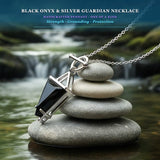 Black Onyx & Silver Guardian Necklace -