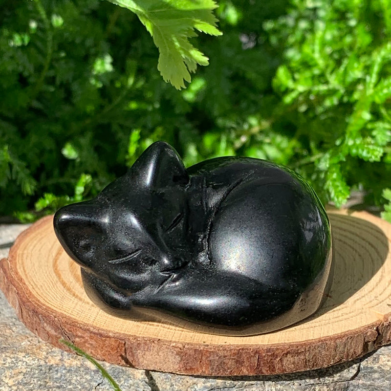 Spirit of Stillness – Obsidian & Agate Cat Totem Set