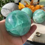 ✨Crystal Mood Light Base + Medium Green Fluorite Sphere — Holiday Glow Edition✨