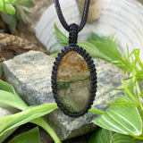 75% OFF Green Moss Agate Macramé Pendant Necklace