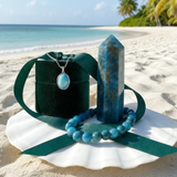 Larimar Necklace & Apatite Mala & Point Sacred Serenity Set