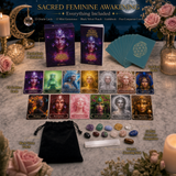 🌙 Sacred Feminine Awakening 13 Oracle kortstokkur + lítill gimsteinar