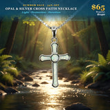 Opal & Silver Cross Faith Necklace