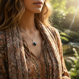 Black Onyx & Silver Teardrop Necklace